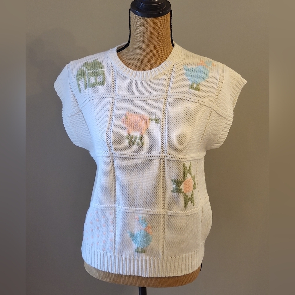 Suburbam Petites White Acrylic Windowpane Pastel Animal Design Medium